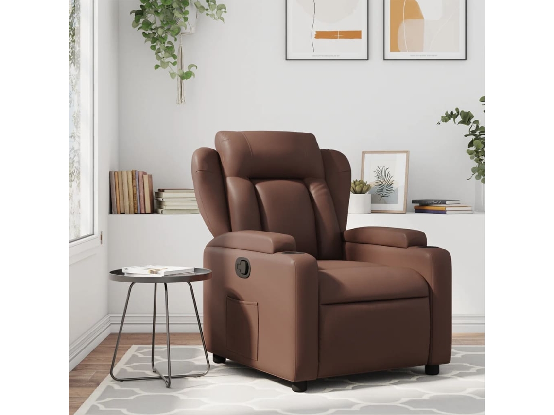 Vidaxl Poltrona Reclinável Couro Artificial Castanho
