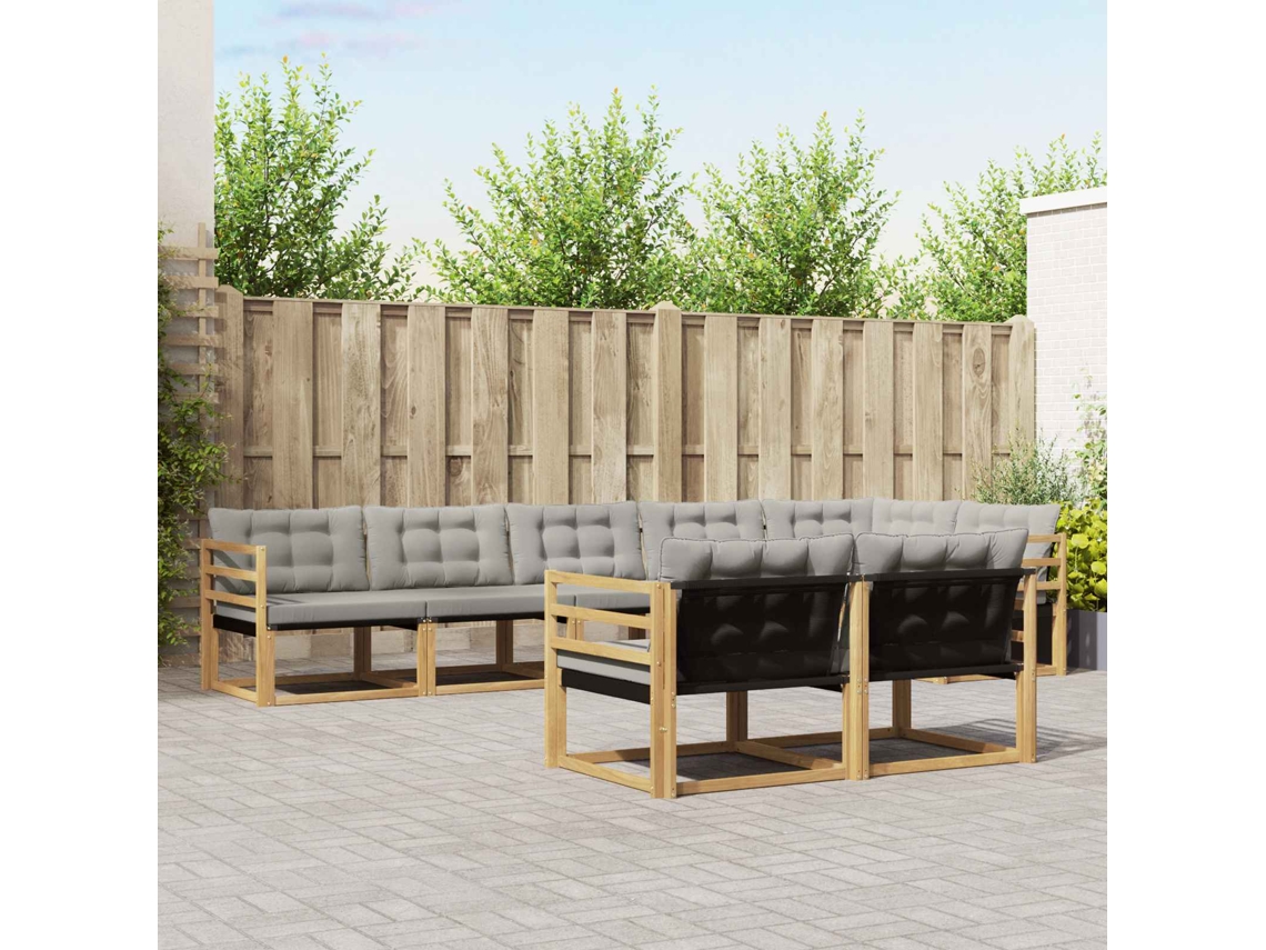 Vidaxl Conjunto De Sofás Para Exterior 8 Pcs Branco E Cinzento-claro