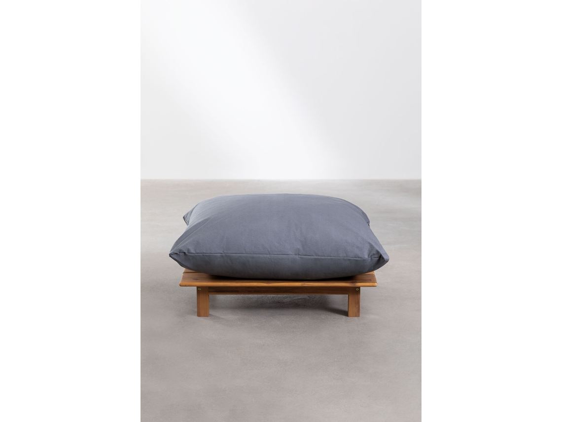 SKLUM Puff Brina Madeira de Acácia Cinza Antracite (47 x 92 x 82 cm)