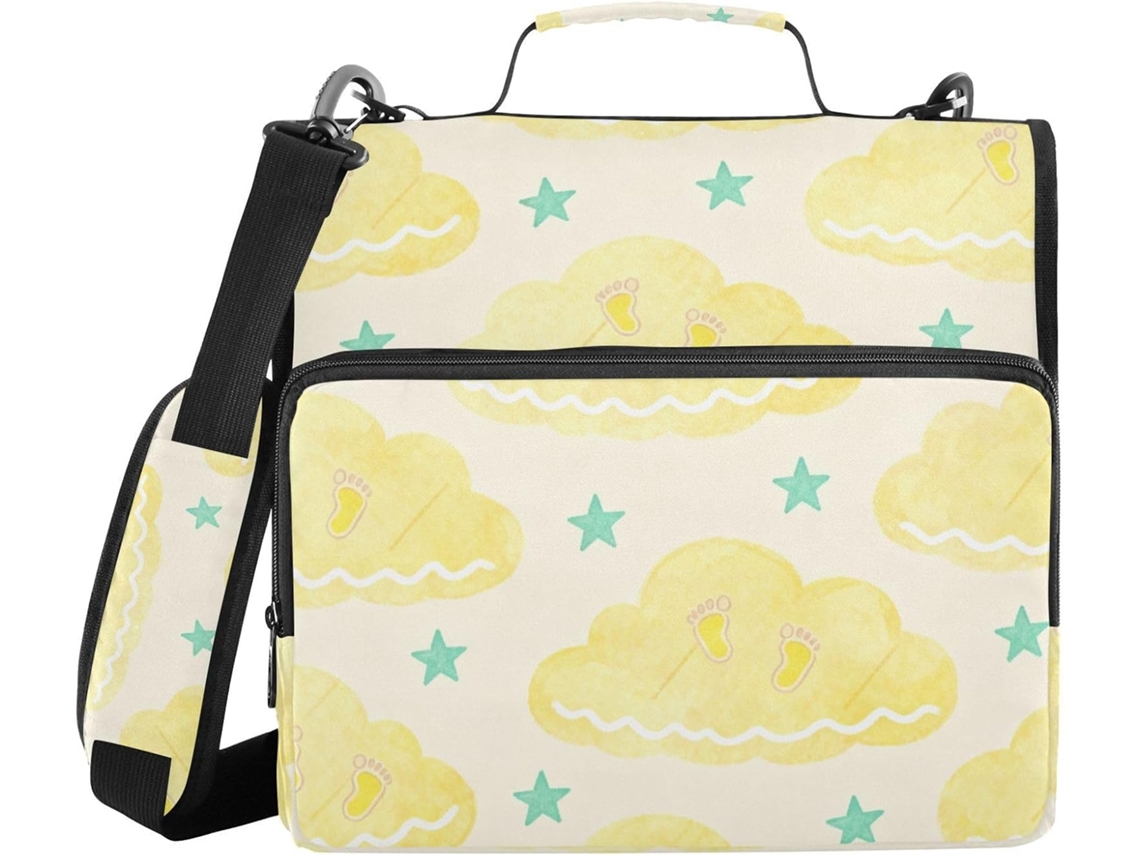 Cloud And Star Pasta De 3 Argolas 1, 5 Polegadas Com Alça De Ombro, Organizador De Documentos Com Vários Bolsos