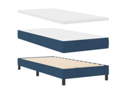 Conjunto 1 Cama Box Vidaxl Azul Tecido (200 X 160 Cm)