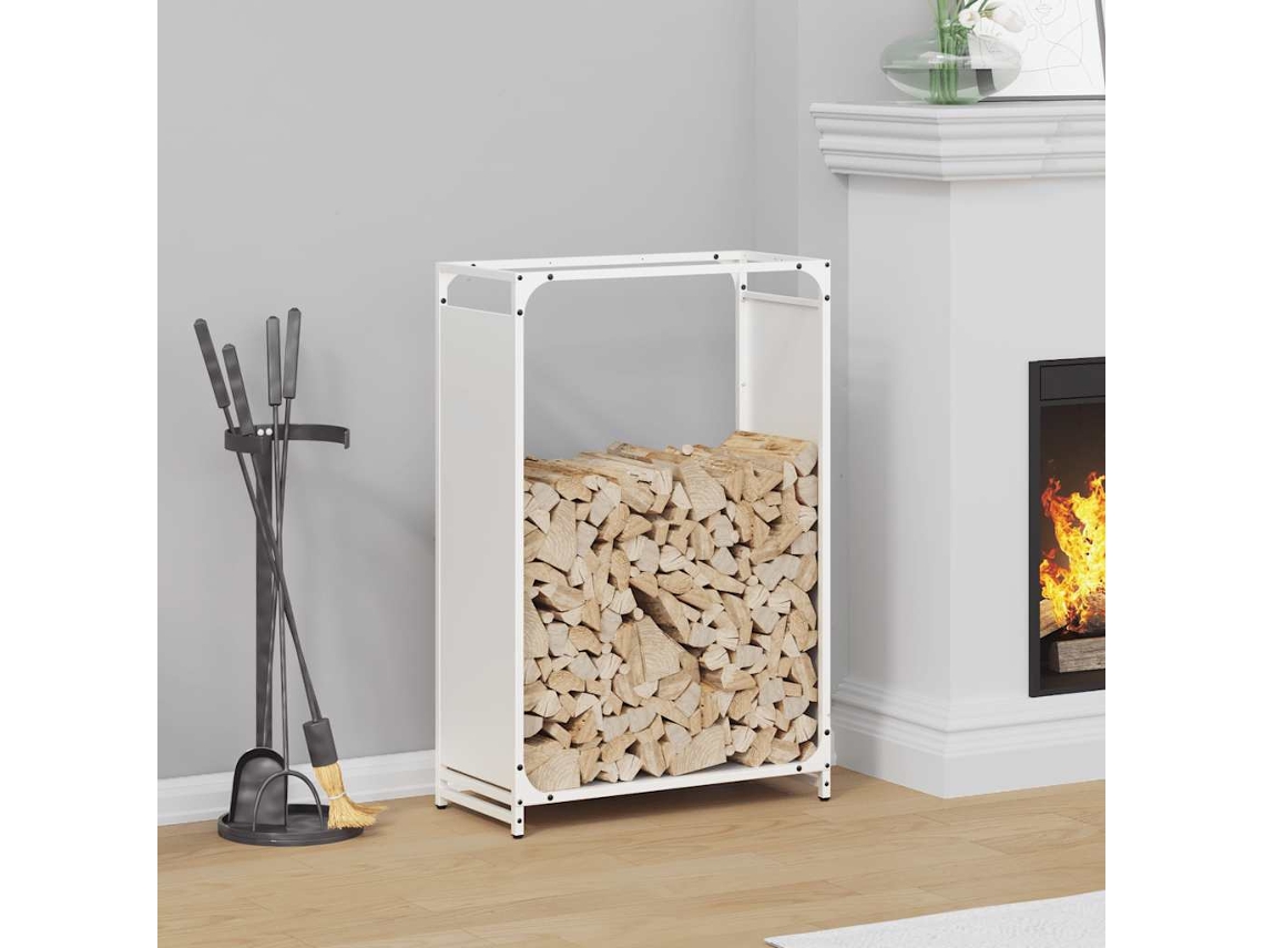 Vidaxl Suporte Para Lenha 60x28x90 Cm Aço Laminado A Frio Branco