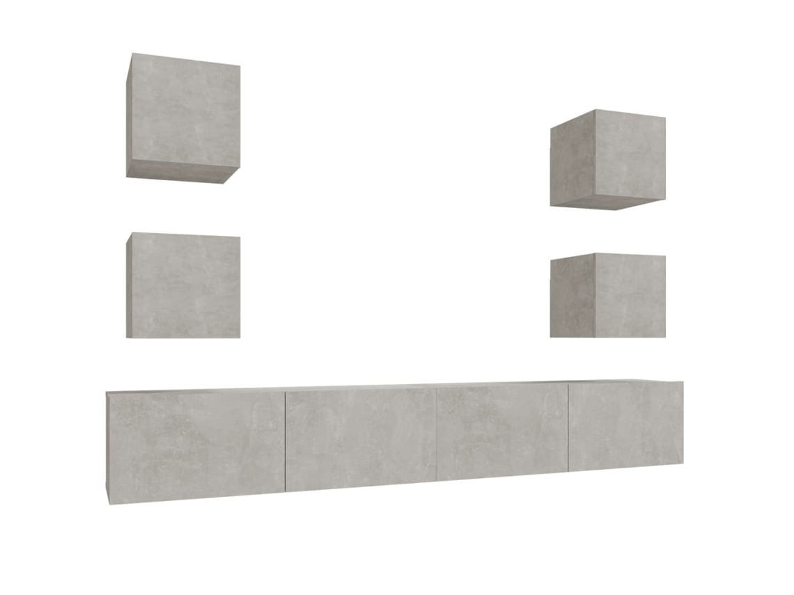 Tv Cabinet Set, Tv Cabinet Sets Vidaxl Cinzeto Madeira Processada (n/a)