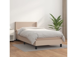 Vidaxl Cama com Molas/colchão 90x200 Cm Couro Artificial Cappuccino