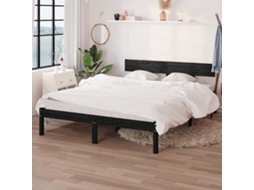 Vidaxl Estrutura De Cama 160x200 Cm Pinho Maciço Preto
