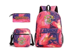 Conjunto Mochila Infantil 3 Peças, Desenho Animado, Estrelas, Grande Capacidade, Vermelha, Viagem, Aulas