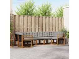 Vidaxl Conjunto De Sofás Para Exterior 7 Unid. Cinza Natural E Claro