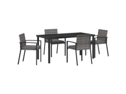 Conjunto 5 De Jantar Para Jardim De Vidaxl Cinza Rattan Sintético