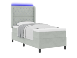Cama Box com Colchão com Led Cinzento Claro Veludo MAISON EXCLUSIVE (100x200 cm)