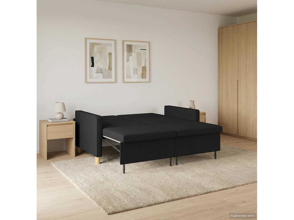 Vidaxl Sofá-cama Retrátil Preto Tecido