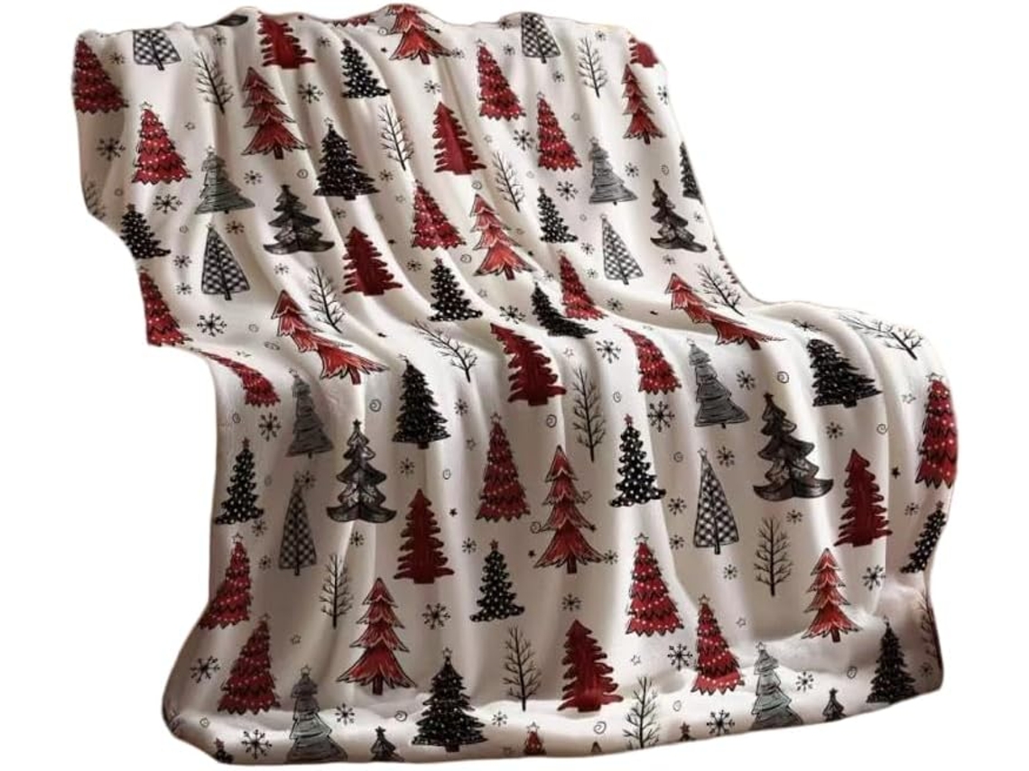 Manta de Natal Syjym com Papai Noel Estampa Digital Flocos Neve Ideal para Lazer, Macio, Quente, Ideal para Qu