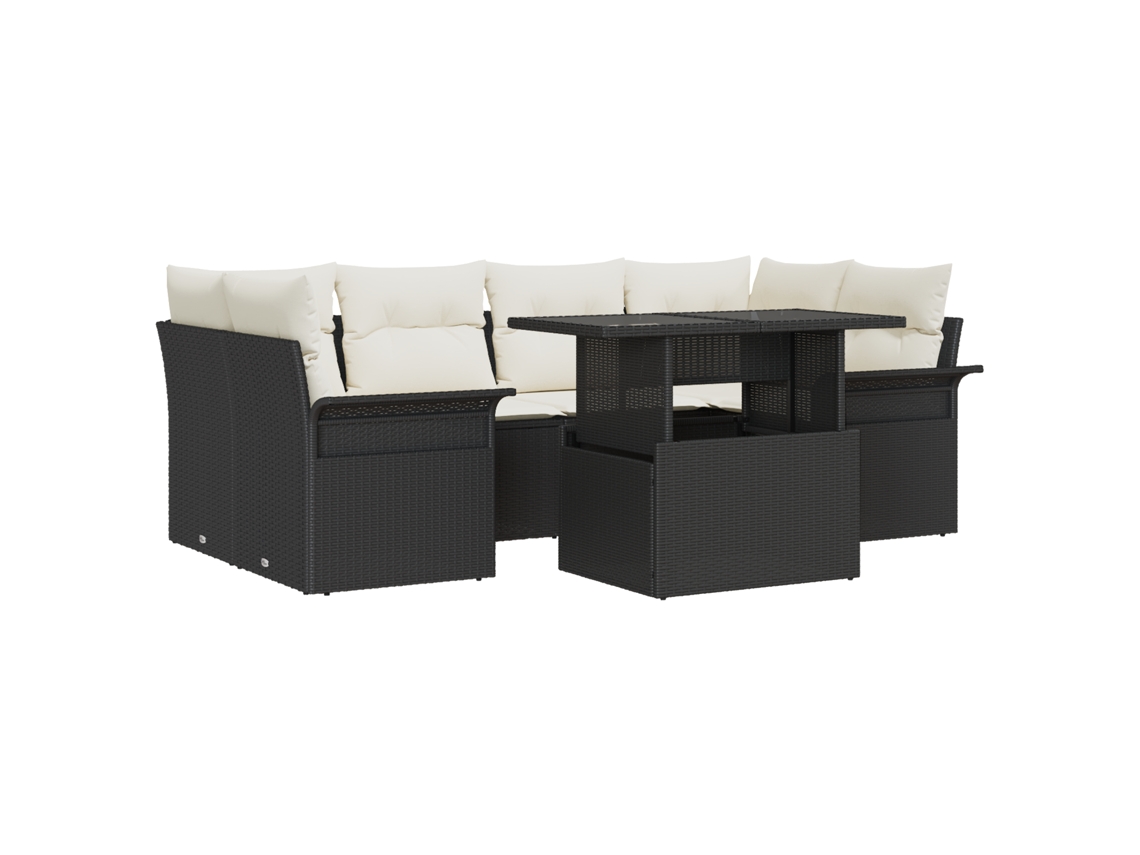 Conjunto 7 Conjunto De Sofá Modular Vidaxl Preto Vime Pe (100 X 55 X 73 Cm)