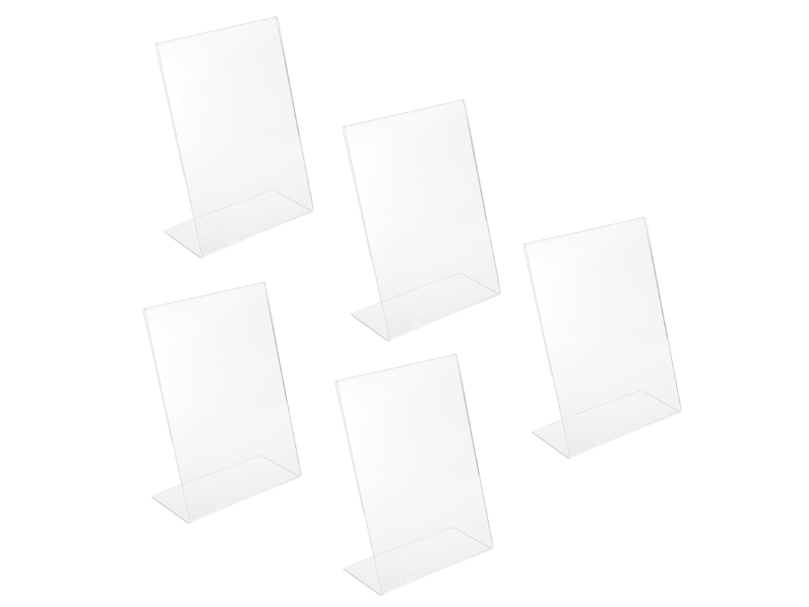 Conjunto de 5 Expositores de Acrílico Transparente, com Formatos Que Lembram Pôsteres e Cardápios, CHABERLU