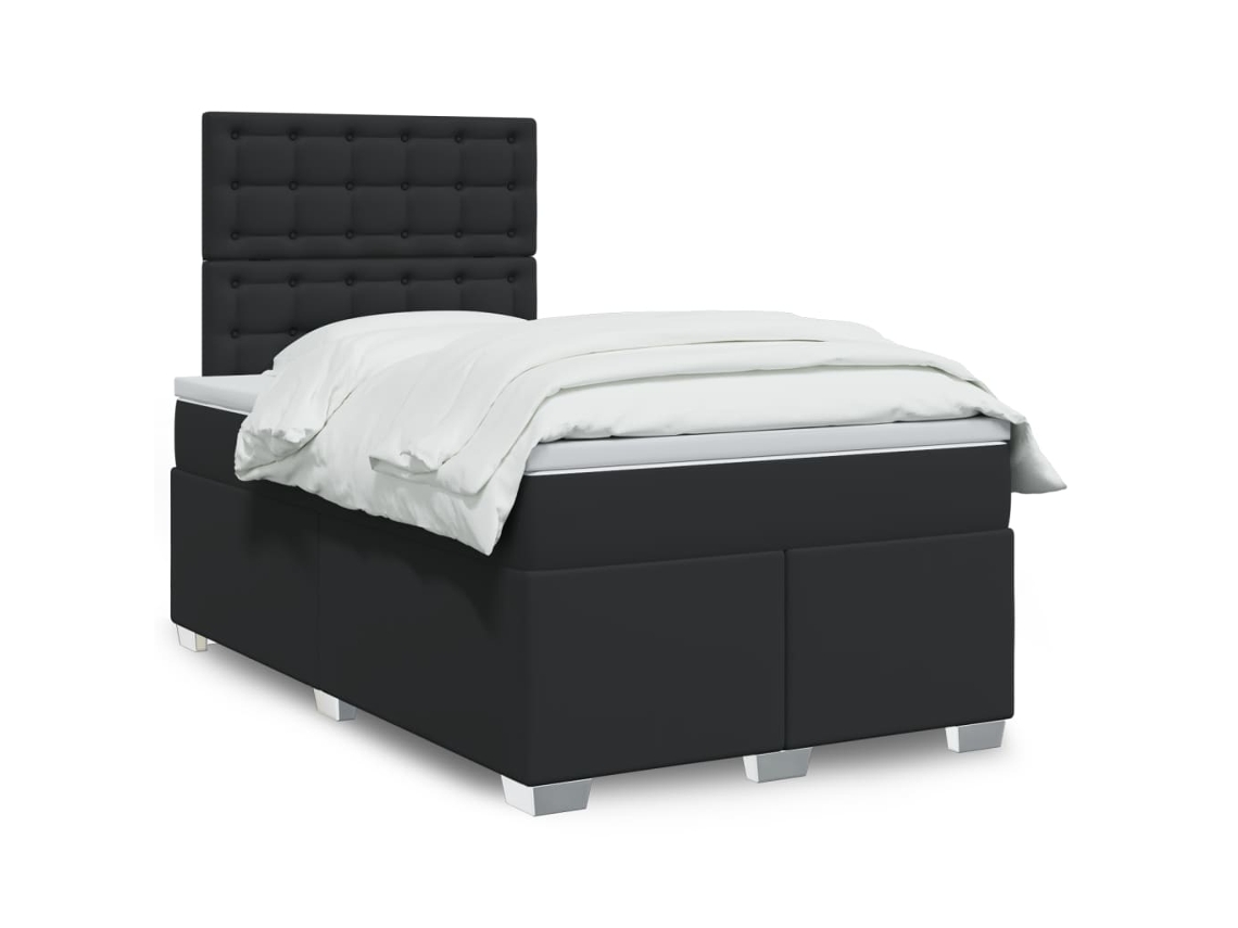 Vidaxl Cama com Molas/colchão 120x200 Cm Couro Artificial Preto