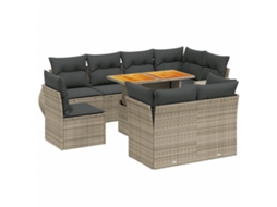 Conjunto de 9 Sofás para Jardim com Almofadões Vime Pe Cinzento MAISON EXCLUSIVE (90x200 cm)