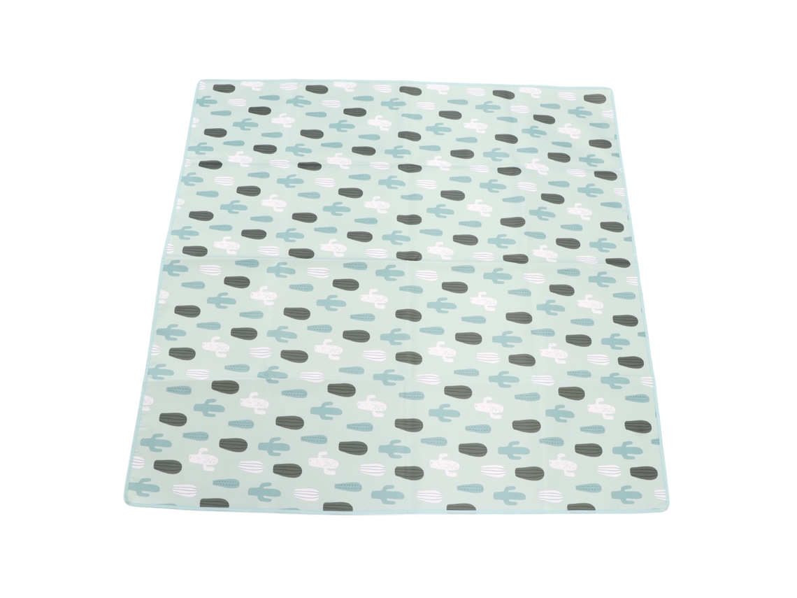 Tapete De Jogo Acolchoado Impermeável Plegável Macio Para Bebê Rastejar Cactus Verde 110x110cm