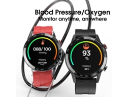 Relógio Smartwatch Lemfo L16 bracelete couro castanho