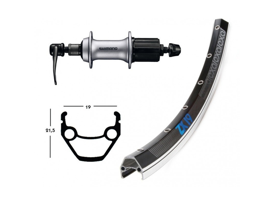 Roda traseira de alumínio WIENER Exal Zx 19 36T Br Acera T3000
