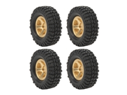 Conjunto De Rodas E Pneus De Bronze E Borracha Macia Para Carro Rc Fcx24 1/24 Crawler