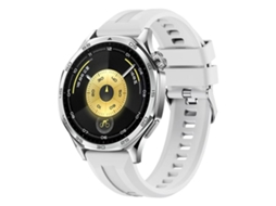 Bracelete Para Huawei Watch Gt 6 / 5 / 4 / 3 (46mm) - Silicone Cor Sólida - Fivela Prateada Branca