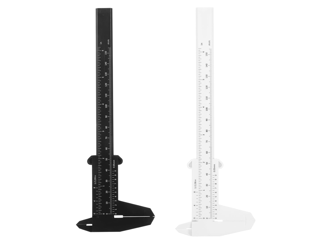 Paquímetro Portátil De Plástico, 2 Peças, Preto E Branco, Régua