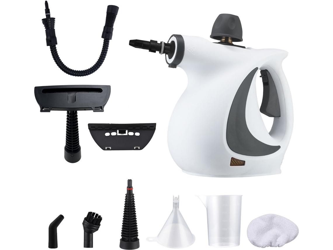 Limpador A Vapor Portátil, Máquina De Limpeza, 1050 Watts, 350 Ml, Adequado Para Pisos, Sofás, Carpetes, Banheiros, Cozinhas E Roupas, Branco