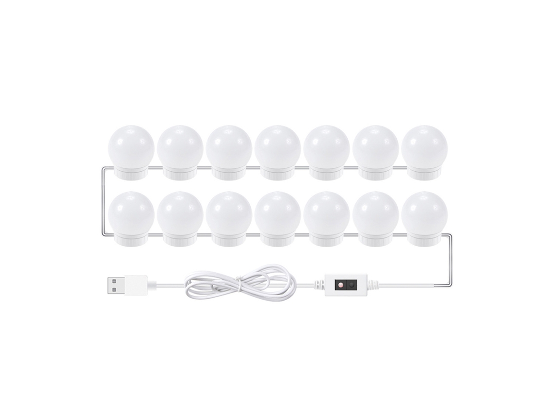 14 Pcs Luzes de Espelho LED com Sensor para Maquiagem e Banheiro com Cabo USB 1.5m S/MARCA