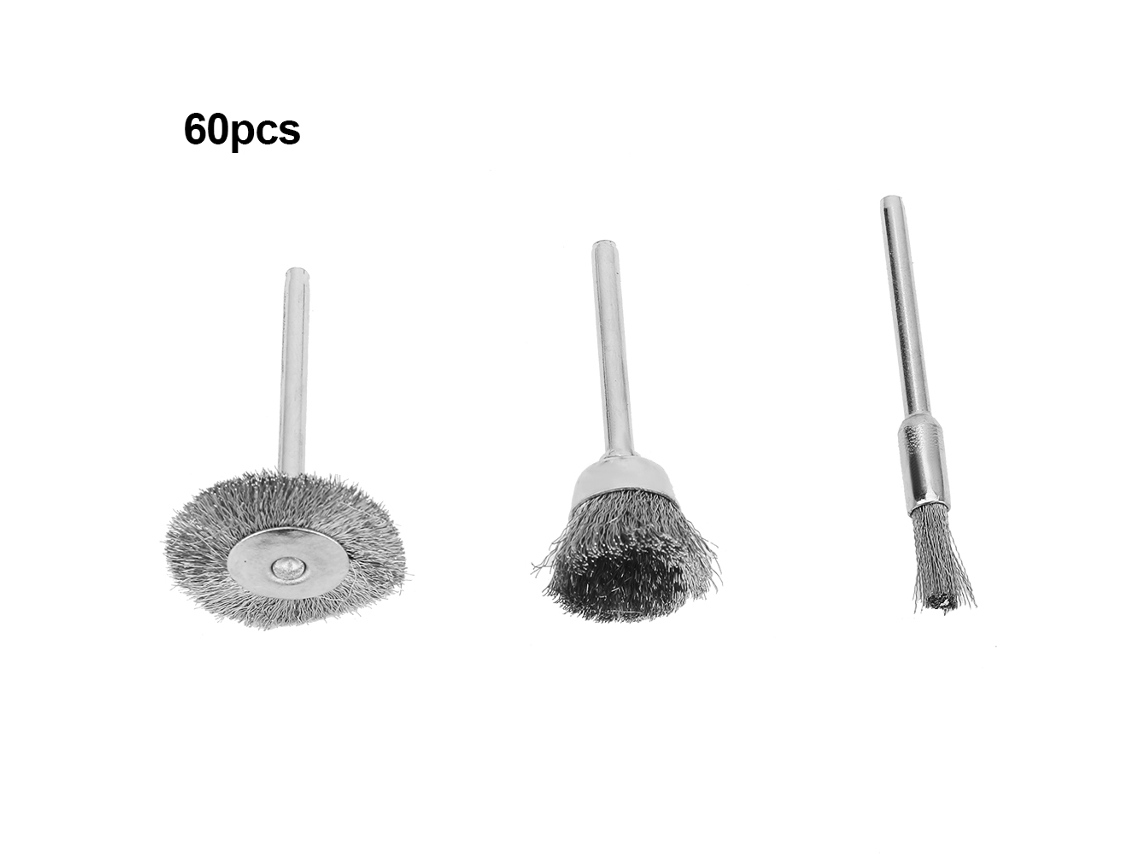 Kit com 60 peças de escovas de aço e latão para polimento, acessórios para ferramentas elétricas