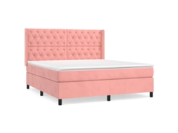 Cama com Molas/colchão 160x200 Cm Veludo Rosa MAISON EXCLUSIVE