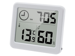 Termômetro Higrômetro Digital Tela 3.2'' – Monitor De Umidade E Temperatura Com Relógio – Branco