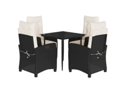 Maison Exclusive - 5 Pcs Conjunto De Jantar P/ Jardim C/ Almofadões Vime Pe Preto