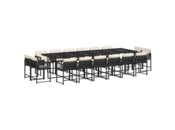 Conjunto de Jantar 17 Pcs para Jardim com Almofadões Vime Pe Preto MAISON EXCLUSIVE (17 pcs)