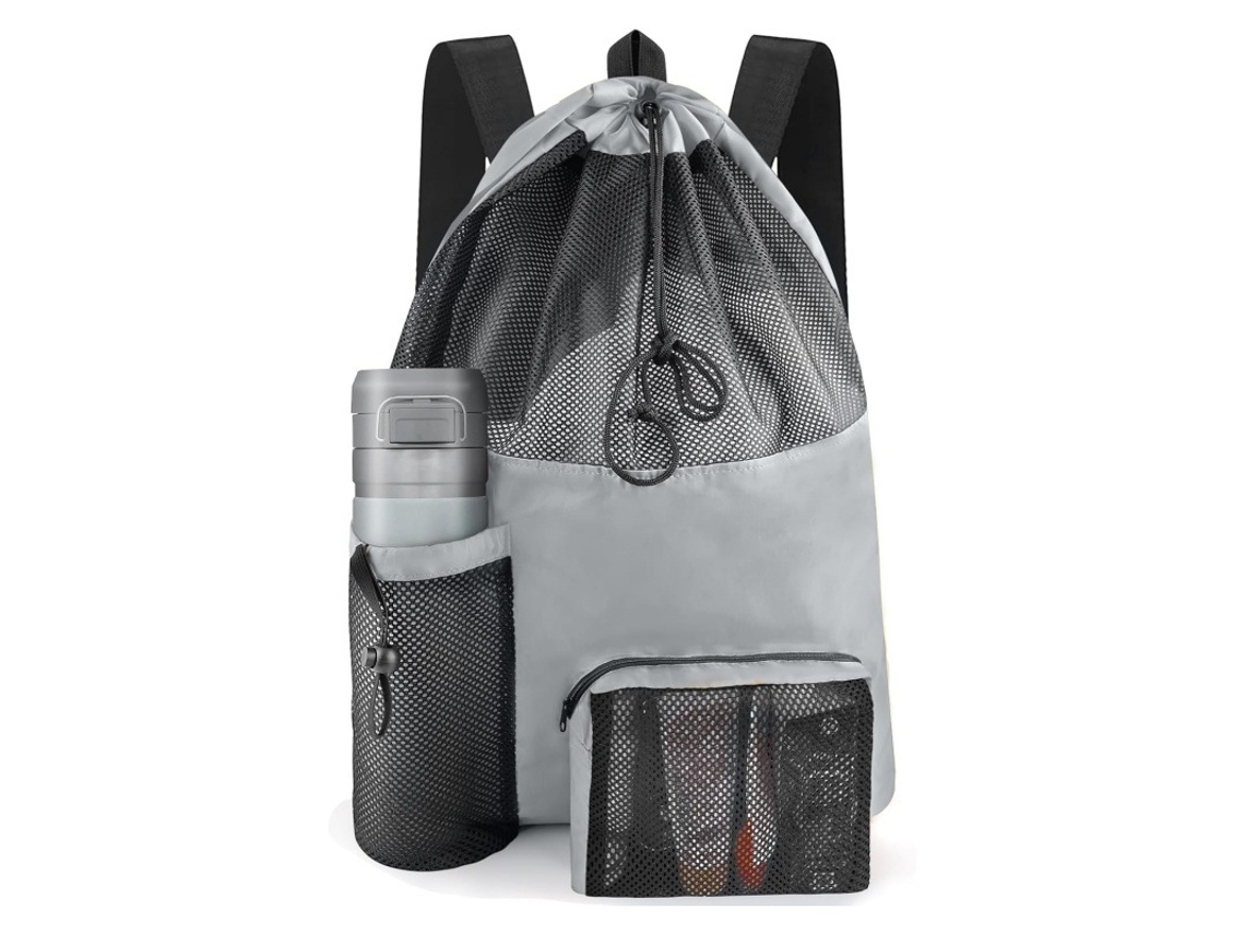Saco De Praia Em Tela Para Fato De Banho, Unissexo, Mochila Grande Com Cordão Para Equipamento De Natação Na Piscina.