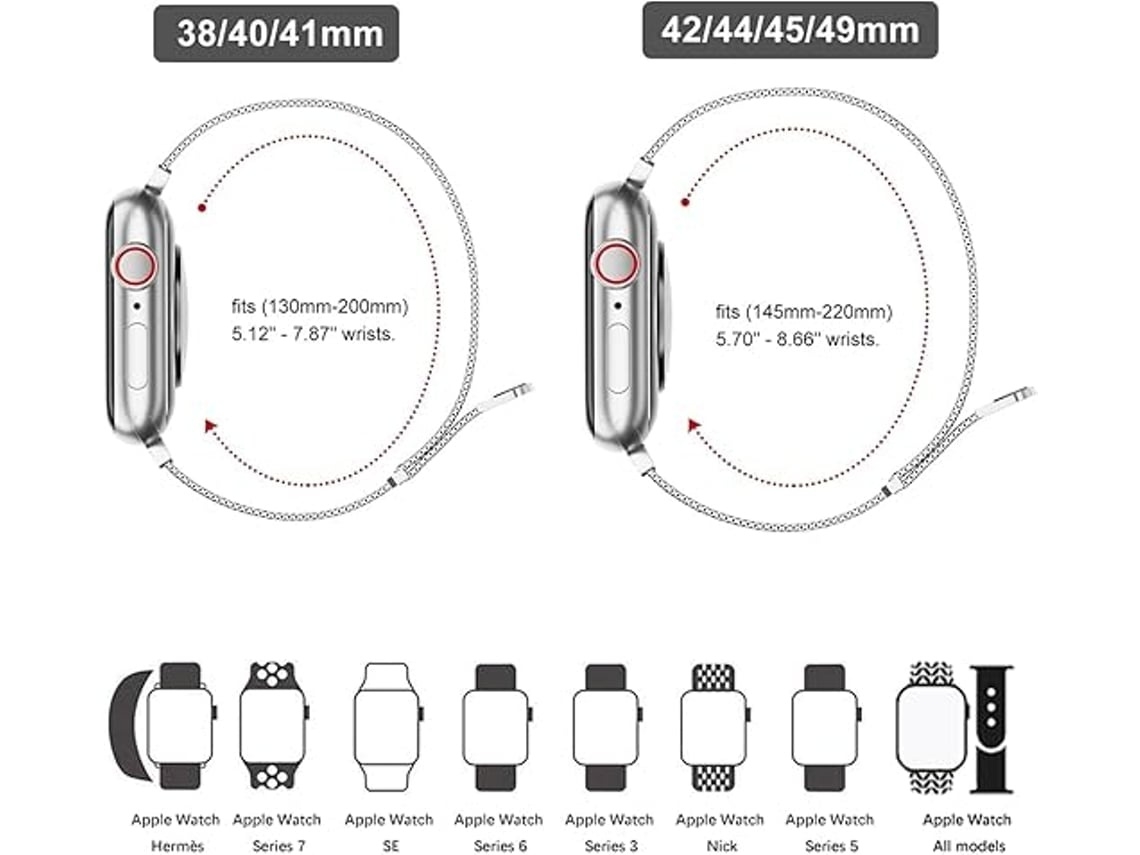Pulseira De Relógio Lurelia Em Aço Inoxidável Milanese Loop Para Apple Watch Series 10 46 Mm Colorida