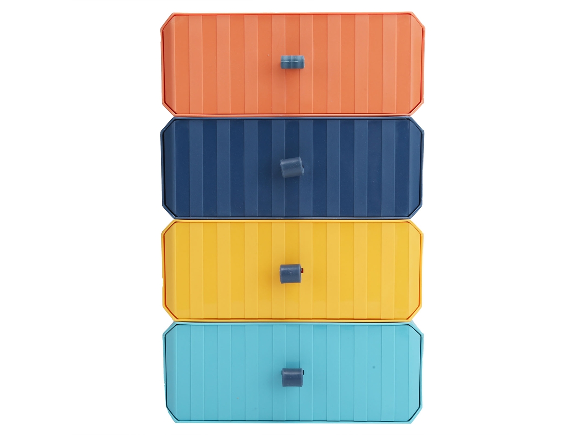 Kit de 4 Caixas de Armazenamento com Gavetas Plásticas para Mesa Organização Home Office Empilháveis | S/MARCA