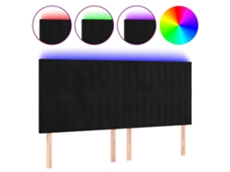 Led Headboard, Led Headboards Vidaxl Preto Veludo (200 X 5 X 118/128 Cm)