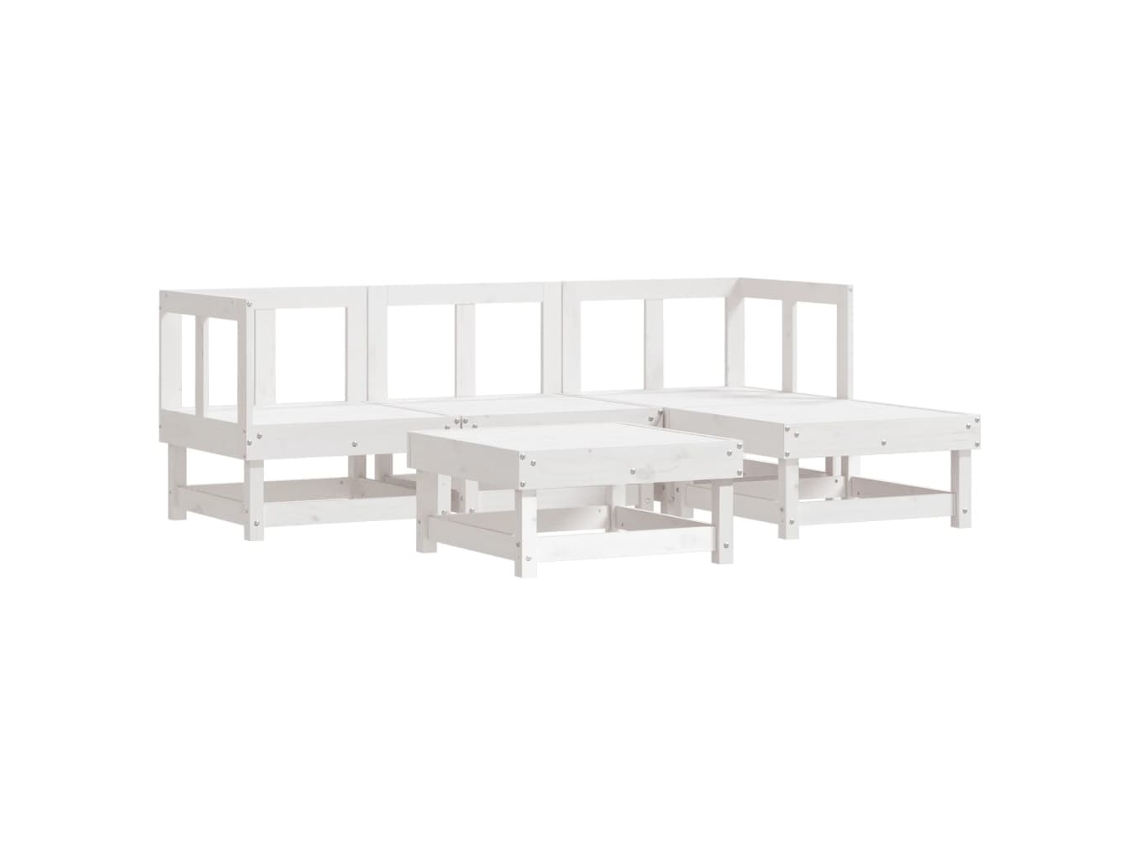 Conjunto de 5 Lounge de Jardim Madeira de Pinho Maciça Branco MAISON EXCLUSIVE