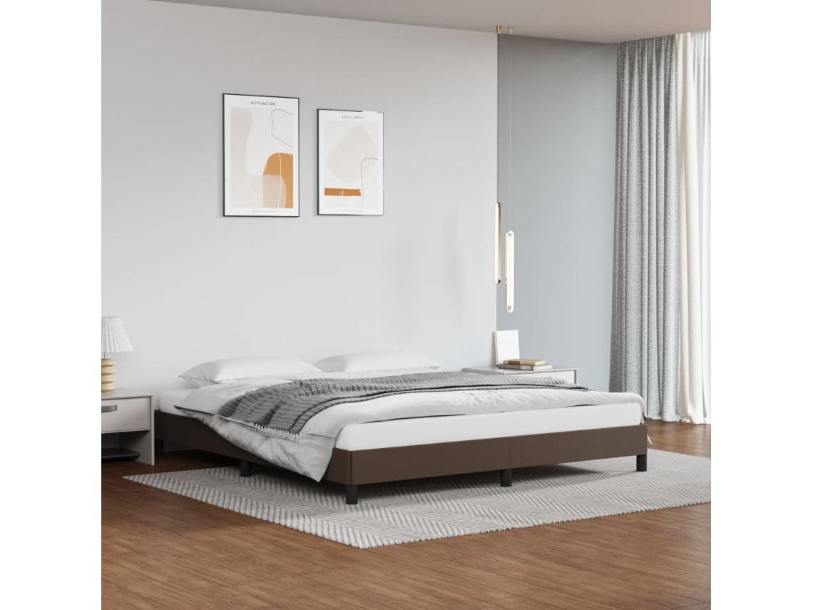 Vidaxl Estrutura De Cama 180x200cm Couro Artificial Castanho