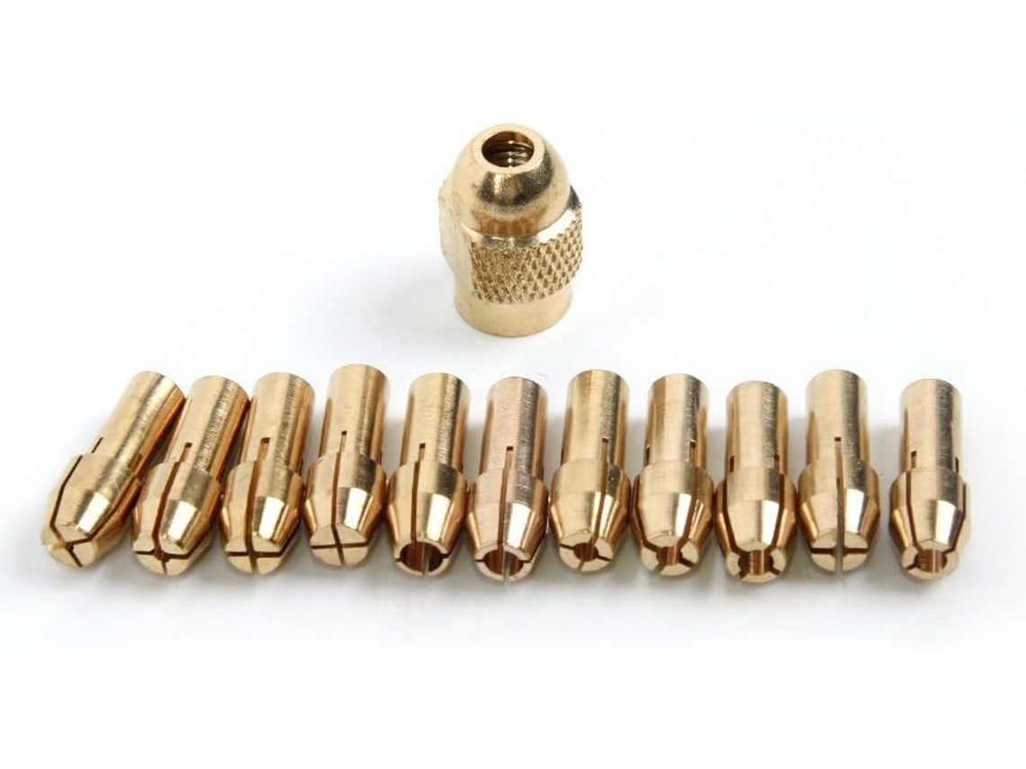 Conjunto De 12 Mandris Latão 0,5 A 3,2 Mm Com Rosca M8 X 0,75 Para Precisão E No Trabalho