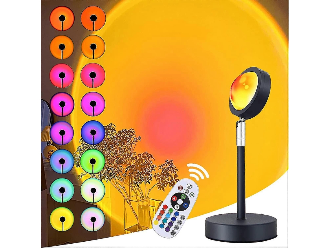 Luminária Sunset, Projetor Decorativo Para Casa Com 16 Cores E 4 Modos, Lâmpada Com Projeção De Luz Solar E Mudança Cor, Presente Ideal Para Crianças