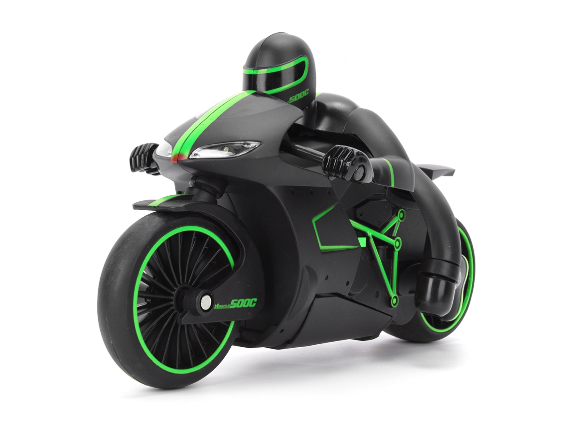 Primerox brinquedo Moto Controle Remoto Elétrica 2.4ghz com Luz 4 Canais Verde Claro