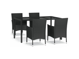 Garden Dining Set, Garden Dining Sets Vidaxl Preto Rattan / Vime (mesa Com 150 Cm De Comprimento)