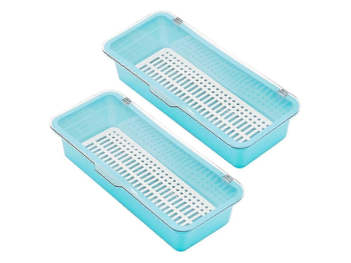 Lurelia Caixa Para Talheres, 2 Peças, Em Plástico, Para Gaveta De Cozinha, 27 X 11,5 X 6,5 Cm, Azul