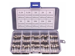 2026 100 Fusíveis de Vidro 5x20mm em Caixa 0.2a 20a 10 Modelos 250v Rápido
