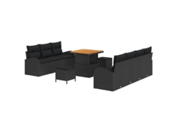 Conjunto 10 Conjunto De Sofá De Jardim Vidaxl Preto Vime Pe (80 X 80 X 71 Cm)