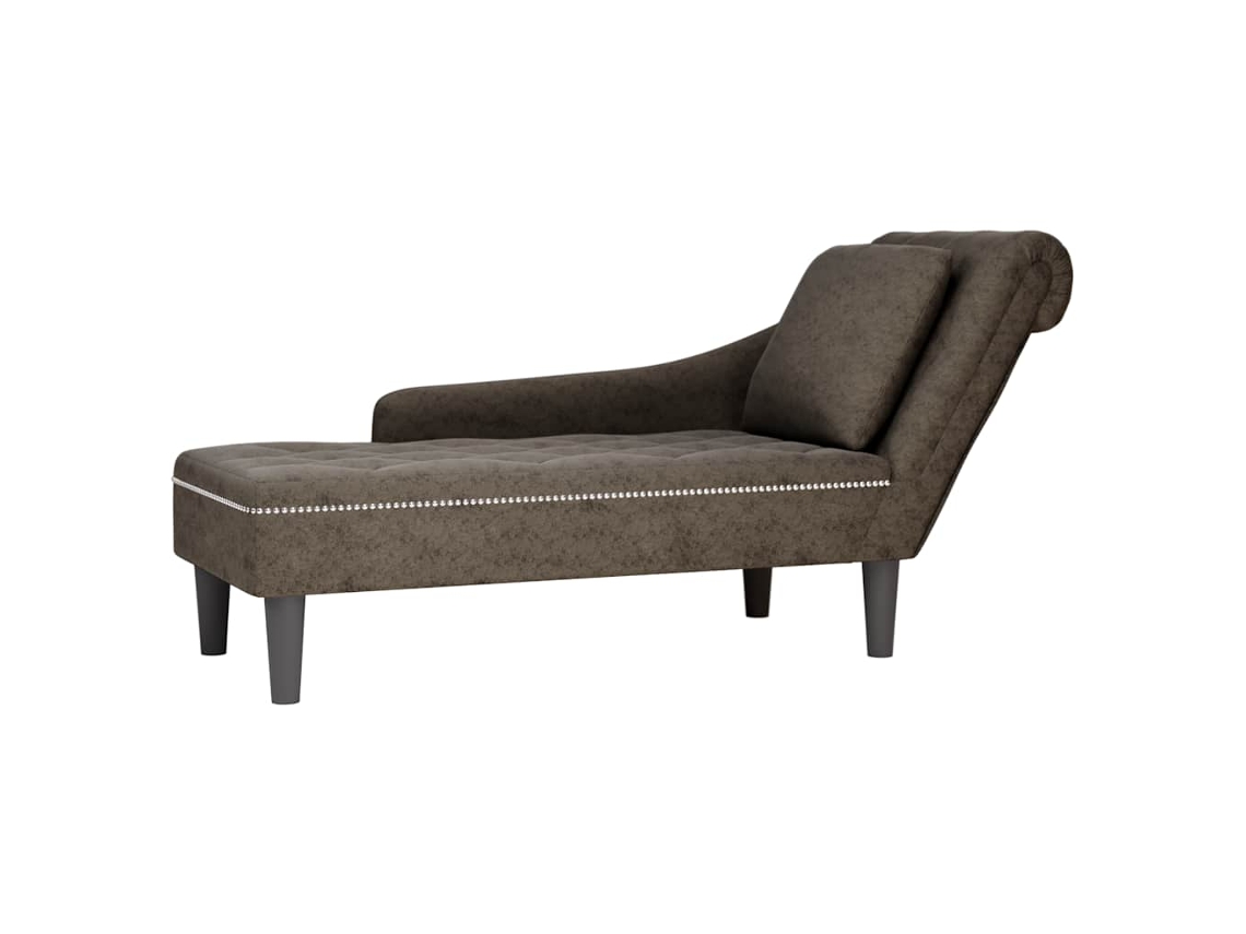 Vidaxl Chaise Lounge C/ Almofada/apoio Braços Direito Couro Artificial