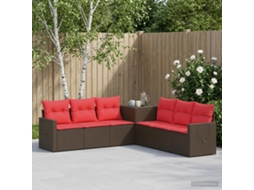 Vidaxl Conjunto De Sofás 7 Unid. Marrom E Vermelho