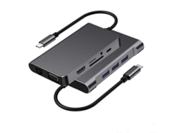 Lurelia Dock Usb-c 10 Em 1 Com 4k 30hz, 1080p, Hdmi, Vga, Displayport, Ethernet Gigabit, Usb 3.0, Usb 2.0, Sd/tf, Pd 100w, Áudio 3,5 Mm