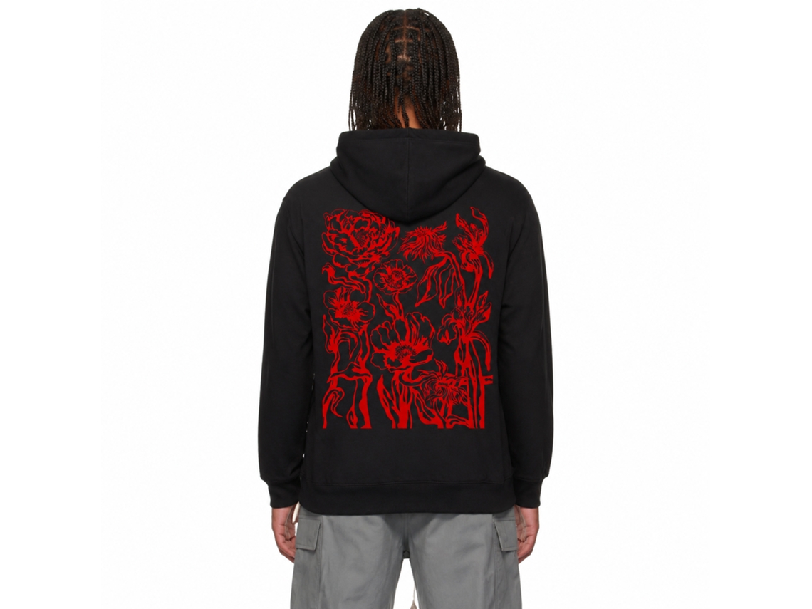 Rockinstone Ce N'est Pas Une Fleur Moletom com capuz preto estilo exclusivo de designer