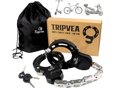 Cadeado Para Trotinetes Eléctricas, Bicicletas E Carrinhos De Bebé Corrente Antirroubo Ultra Forte Com Algemas De Segurança Comprimento Tripvea